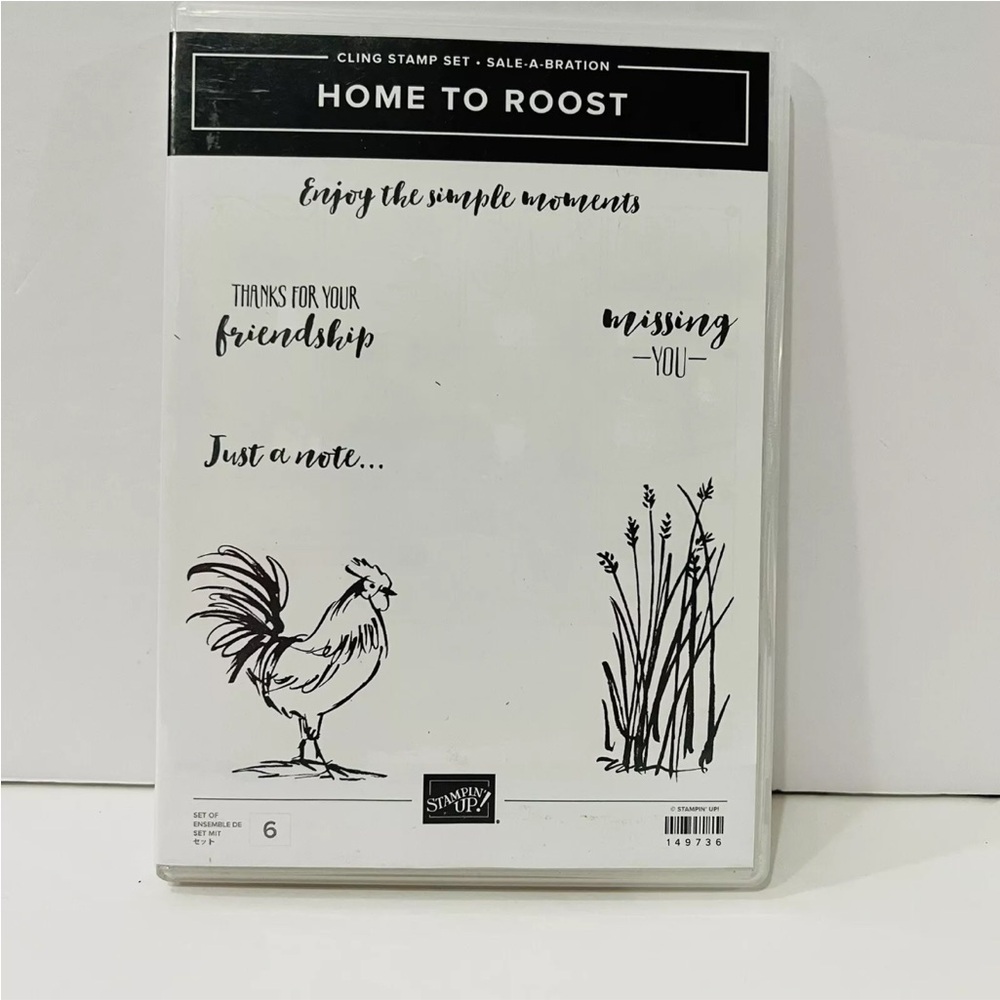 Stampin Up "Home to Roost" Set of Cling Rubber Stamps Set Chicken Rooster Friend